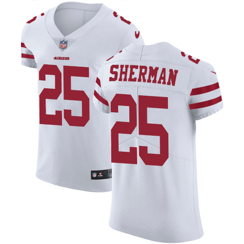 Nike 49ers #25 Richard Sherman White Men's Stitched NFL Vapor Untouchable Elite Jersey